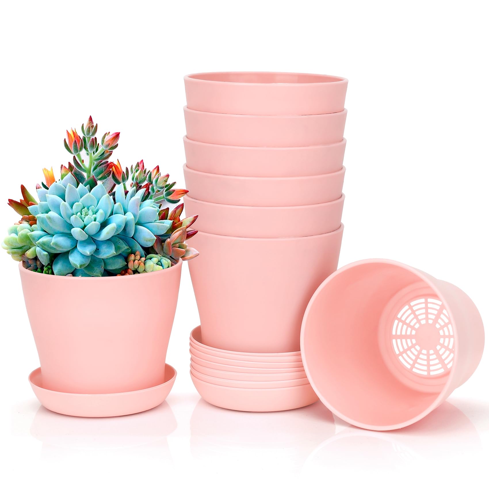 Bchjatk 8 Pcs Flower Pot,Pots for Planting,3.8" Nursery Pot,Plastic Plant Pots Indoor for Plants Garden Succulent Pot,Gardening Gifts Herb Garden