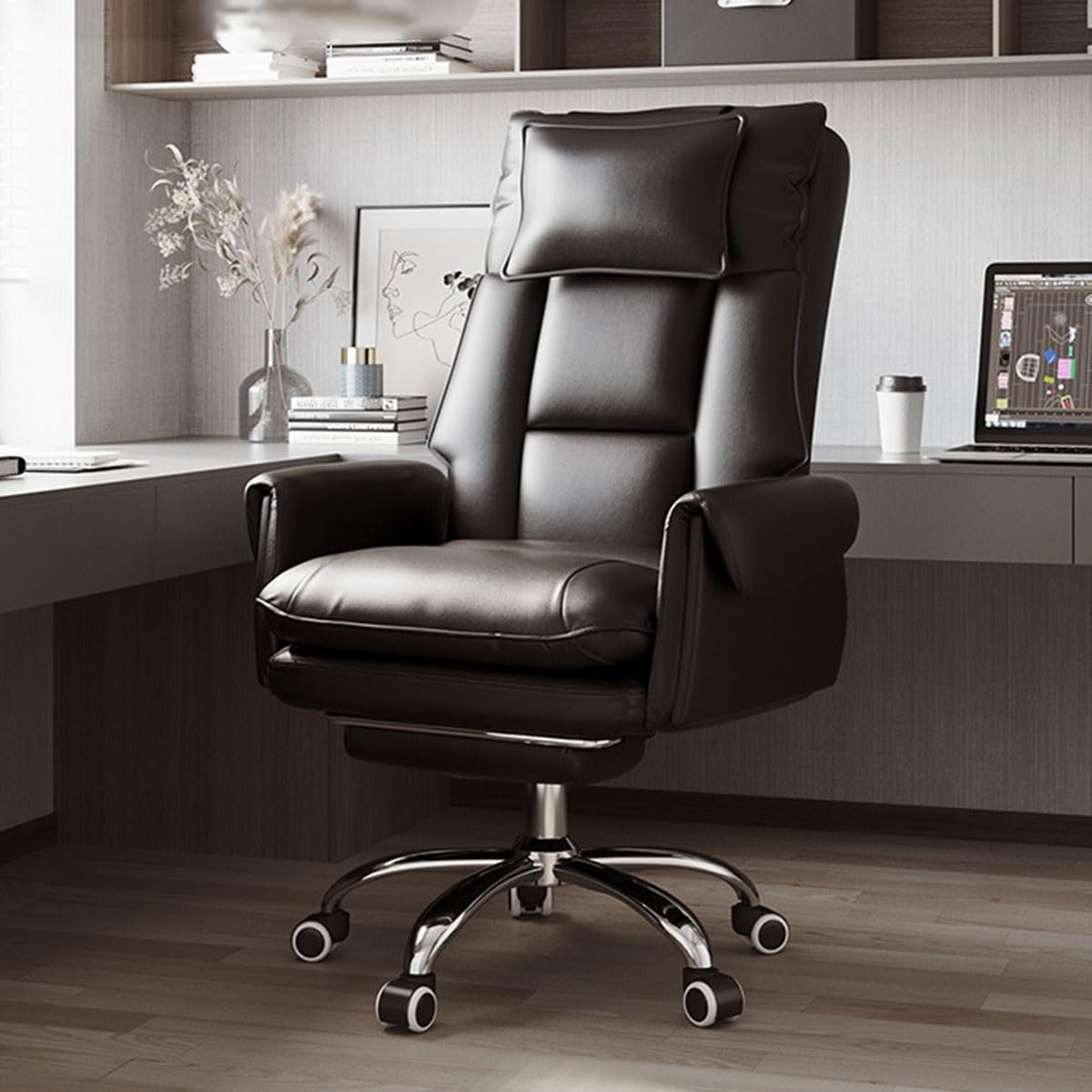NZPOST Executive Chair Leather Office Chair with Arms Height Adjustable Swivel Home Office Chair for Studying,Ergonomic Computer Chair