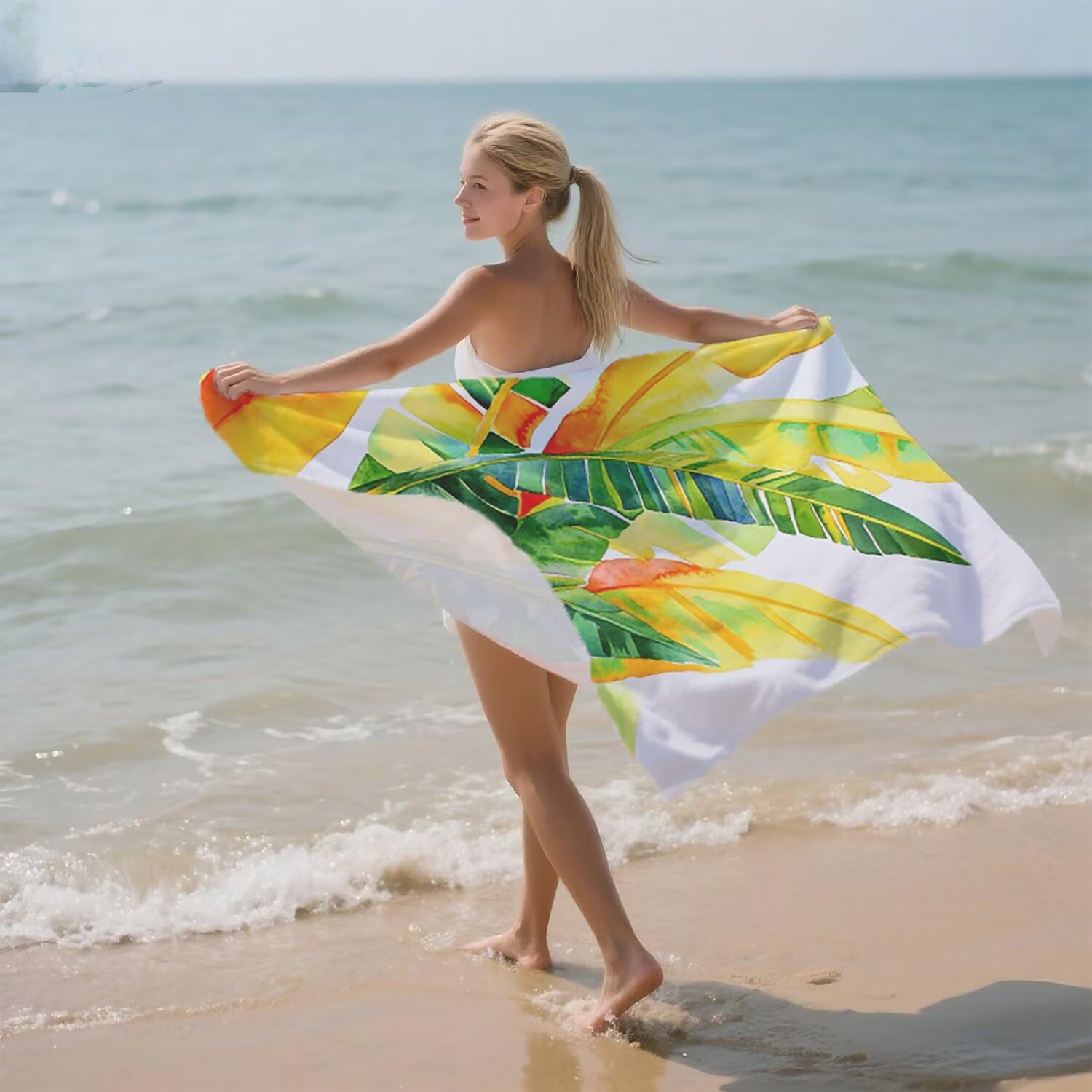 Telo Mare Microfibra Grande 150x200 Giallo Foglia Antisabbia Asciugatura Rapida Telo Mare, Leggero Asciugamano Sportivo, Donna Uomo Portatile Coperta da Spiaggia, Perfetto per Viaggi, Campeggio a-336