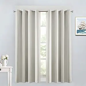 Yakamok Blackout Curtains Room Darkening Thermal Insulated Grommet top Window Curtains for Living Room, 52 x 54 Inch, Light Beige, 2 Panels