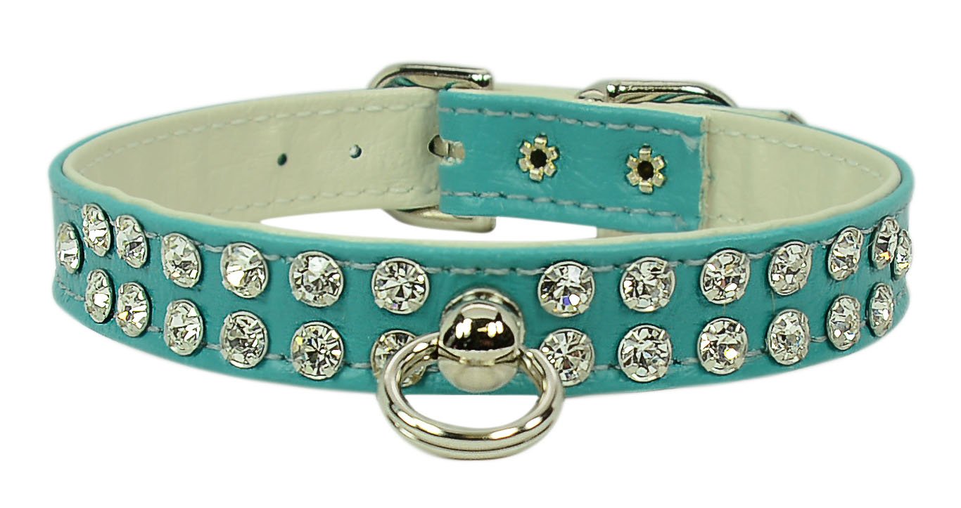 Collares 1/2 Jeweled Collar Evans tamaño 12 en vinilo turquesa para mascotas