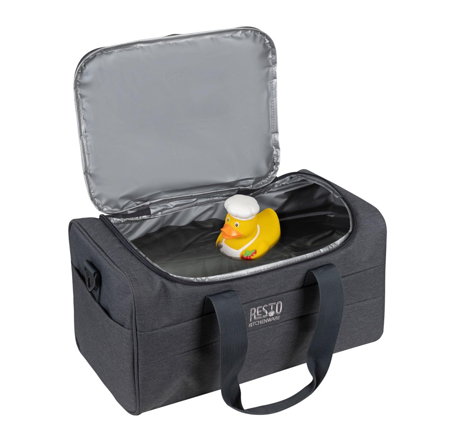 RESTO Bequeme Faltbare Thermotasche 14 L oder 19 L - Perfekte Lunchtasche für Damen & Herren, Kalte & Warme Speisen - Isolierte Kühltasche für Einkauf, Büro, Auto oder Urlaub, im Eleganten Dunkelgrau