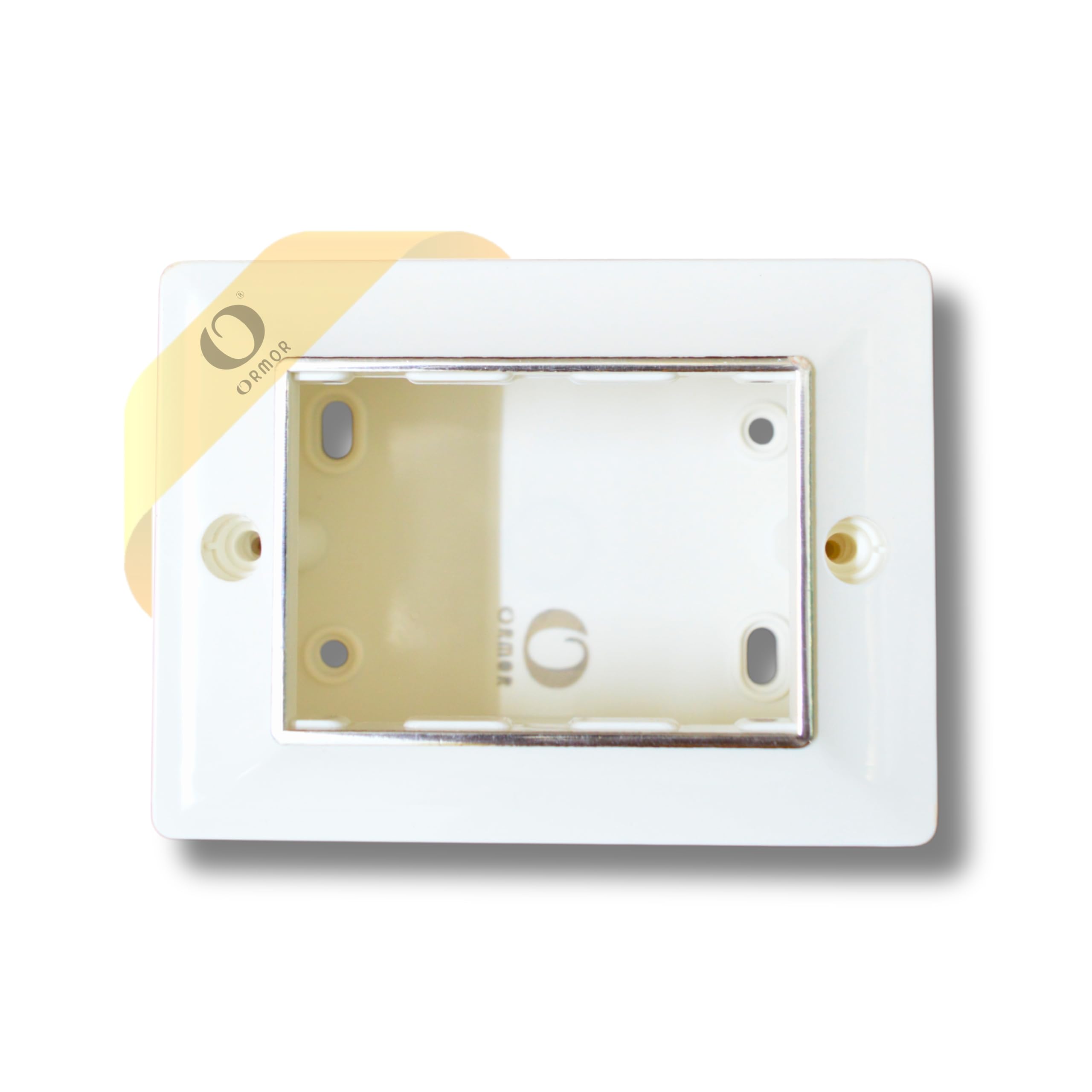 ORMOR Modular Surface Mount Gang Box (3 Module-White) Silver Line Glossy Premium Polycarbonate Box for Universal Standard Modular Electrical Switches 1