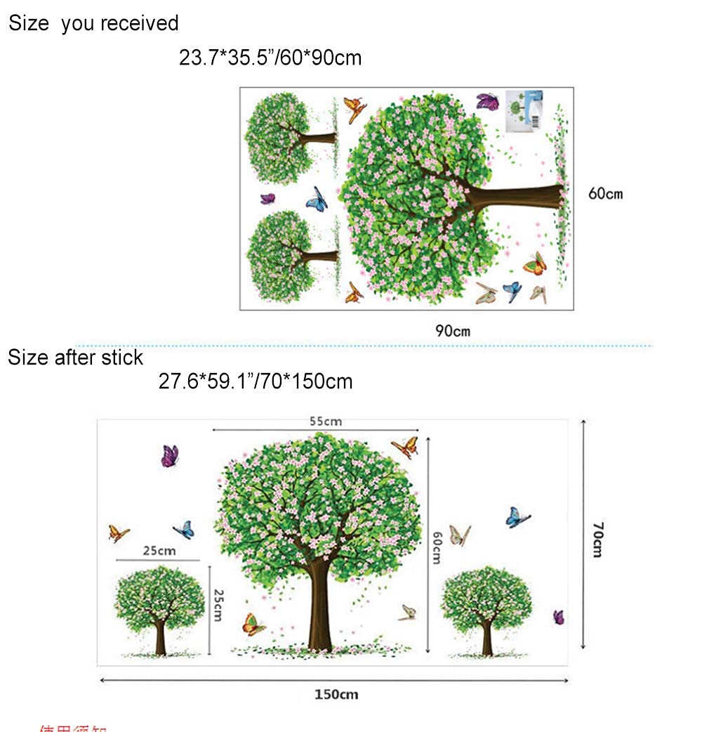 Adesivo da Parete Adesivi murali Rimovibili con Fiori Colorati, Simpatici Cartoni Animati Uccelli Farfalla Adesivi da Parete, Decalcomanie Colorate per la cameretta dei Bambini Arredamento vivaio