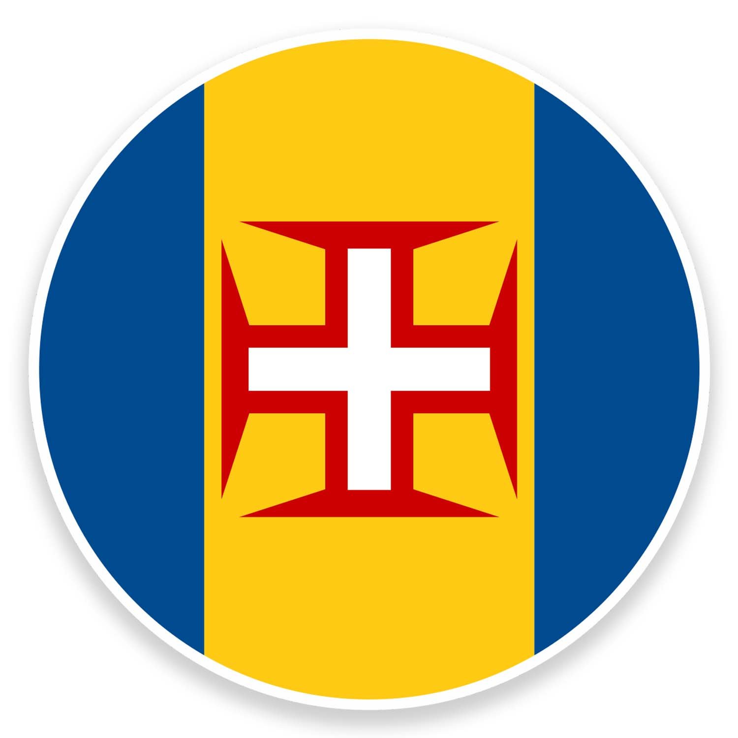 2 x 10cm Madeira Flag Vinyl Sticker Decal Laptop Car Luggage Travel Label #9071 (10cm Wide x 10cm High)