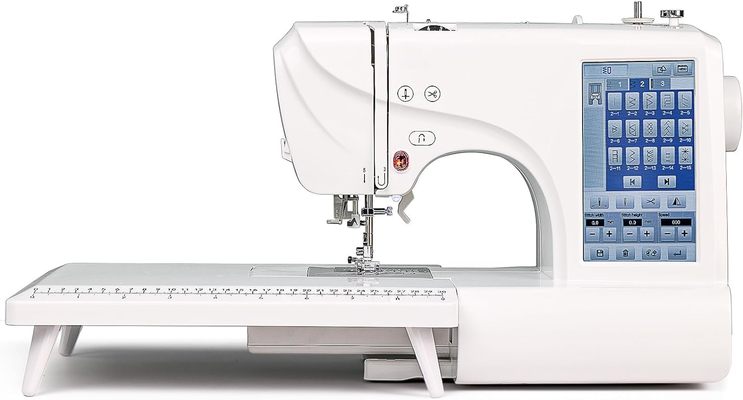 ES-5 Máquinas de coser electrónicamente controladas, 10.000 diseños de bordado integrados, 8 fuentes, computarizadas, pantalla táctil LCD grande de 7 pulgadas, puerto USB
