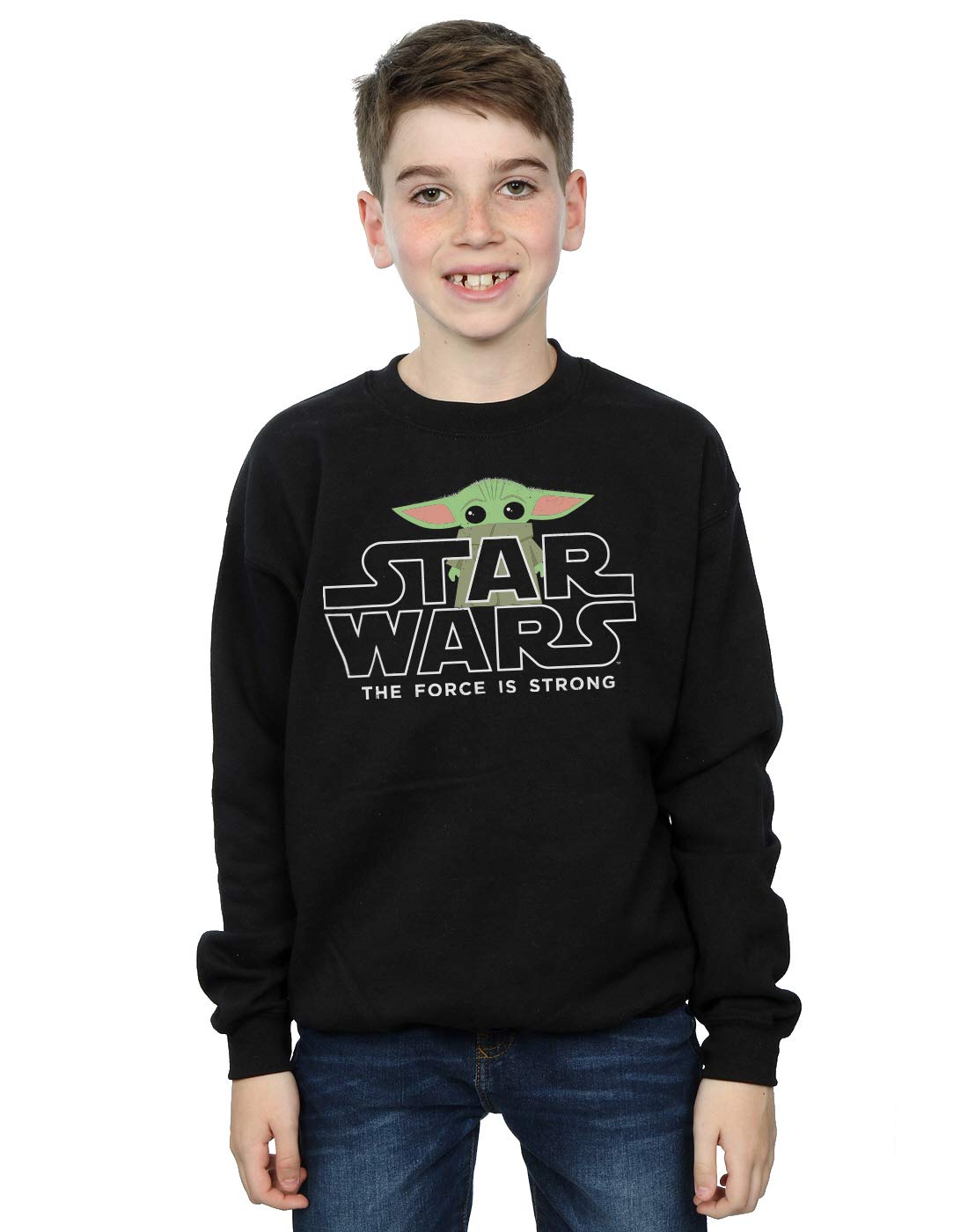 Absolute Cult Boys Black Star Wars The Mandalorian The Child Poses Sweatshirt 9-11 Years