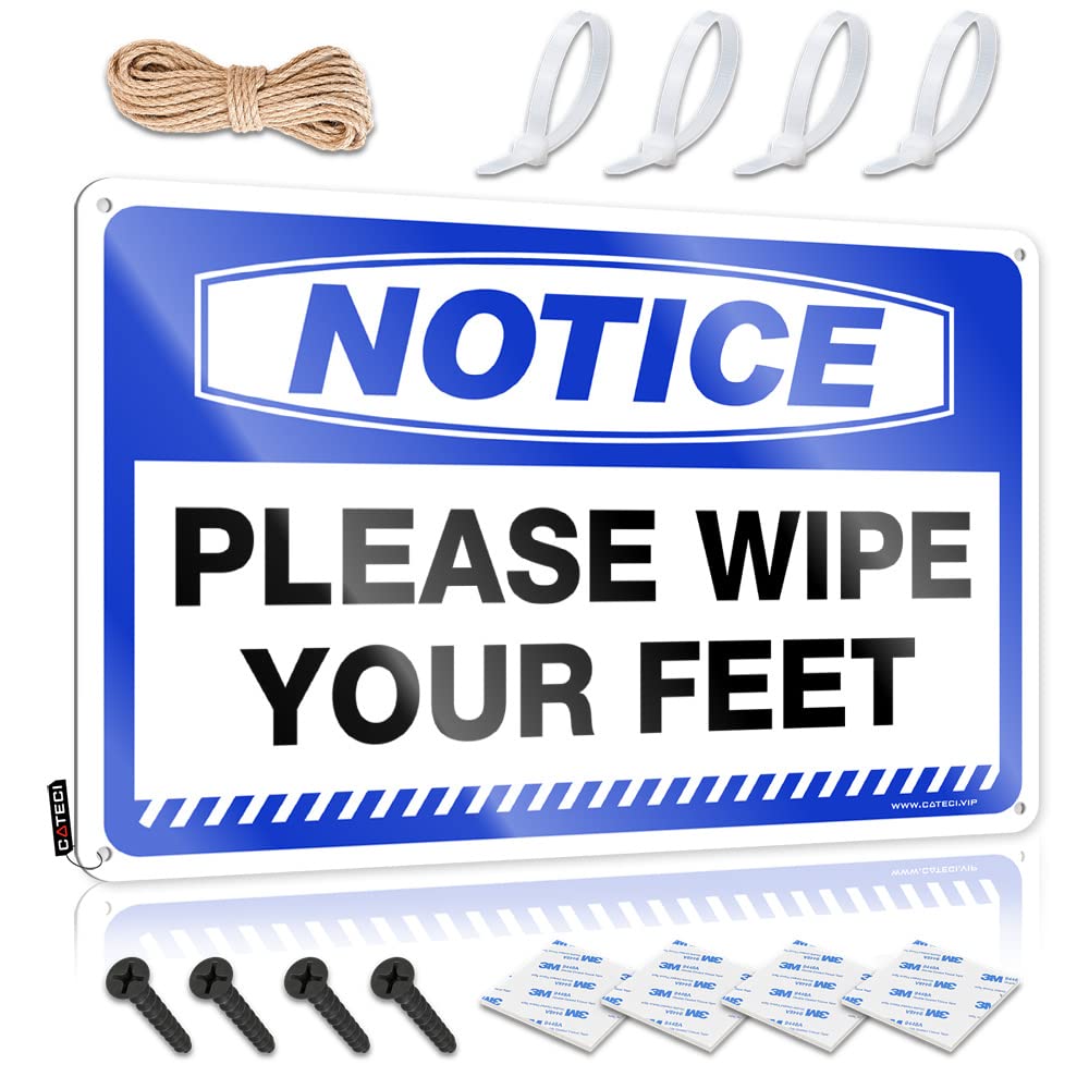 IBWNBBUSN Tin Metal Decor Notice Please Wipe Your Feet Tin Sign Bar Metal Tin Sign Bar Wall Decor(20X30CM)