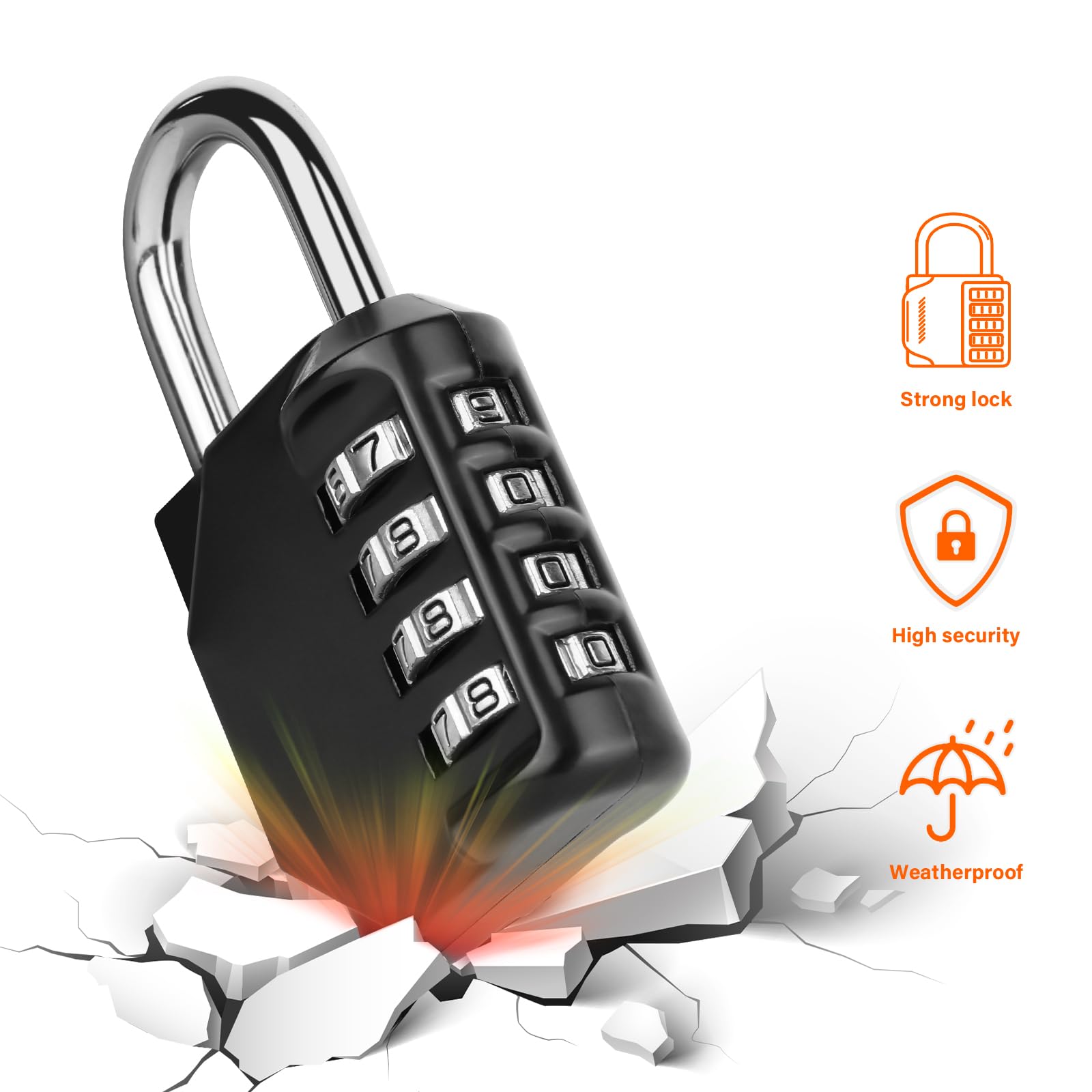 ZephyrCraft Combination Padlock, 4-Digit Coded Combination Lock, 2 Pack Zinc Alloy Heavy Duty Outdoor Lock - Image 4