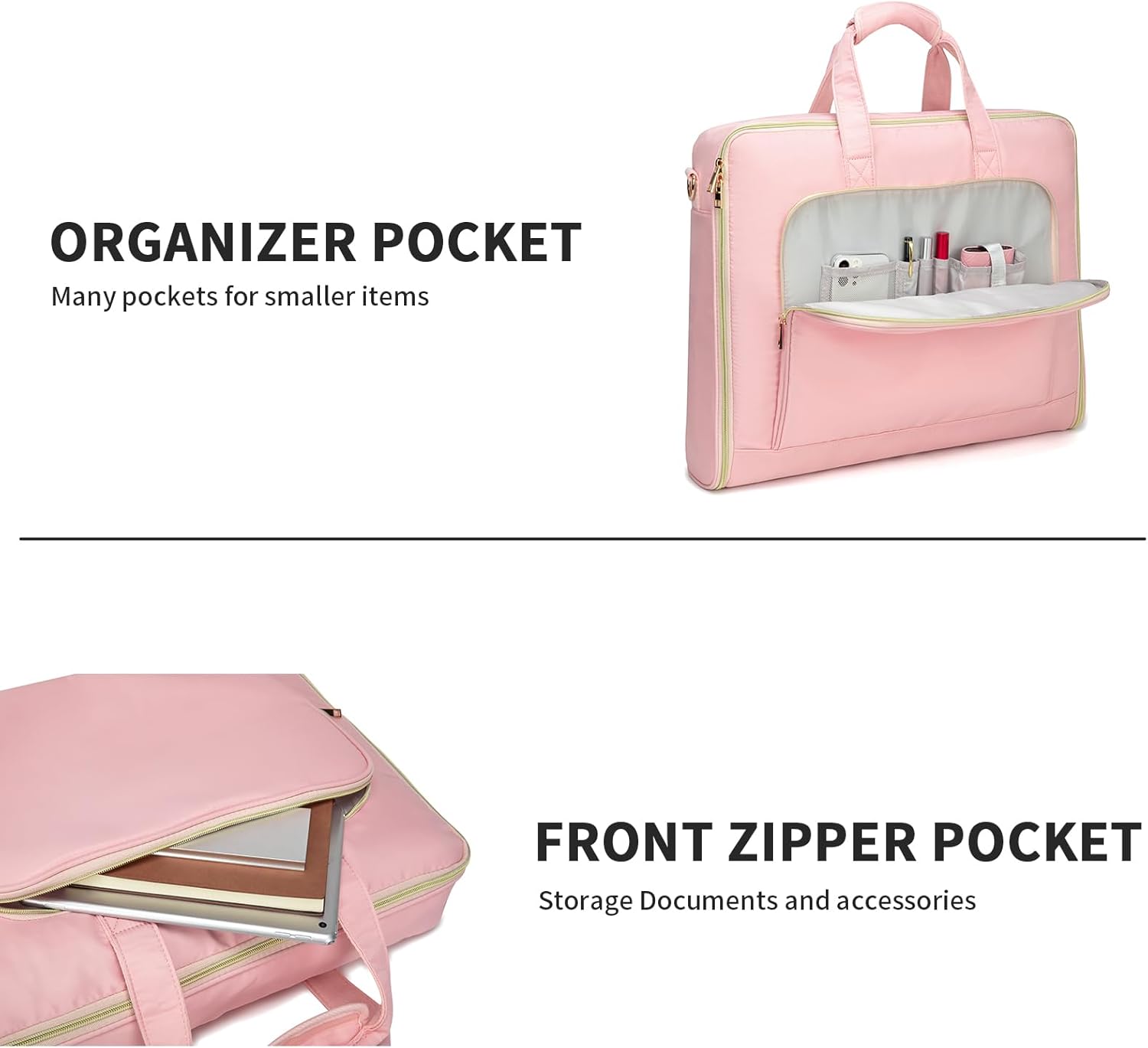 Garment Bag for Travel,Large Hanging Luggage Garment Bag Suit Bag with Adjustable Shoulder Strap Carry On Garment Bag Dress Bag for Women,Pink - Image 4