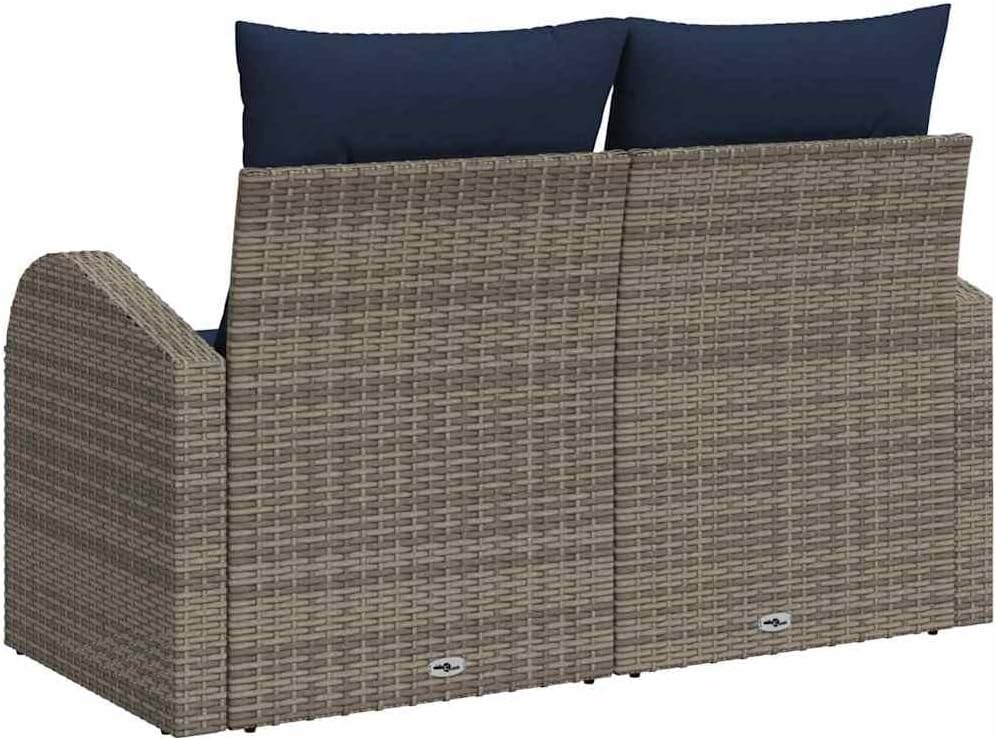 2-Seater Garden Sofa, Outdoor Loveseat with Weather-Resistant Poly Rattan and Sturdy Steel Frame, Modern Patio Furniture for Backyard, Balcony and Porch, 48.8 x 24.4 x 33.5 Inches