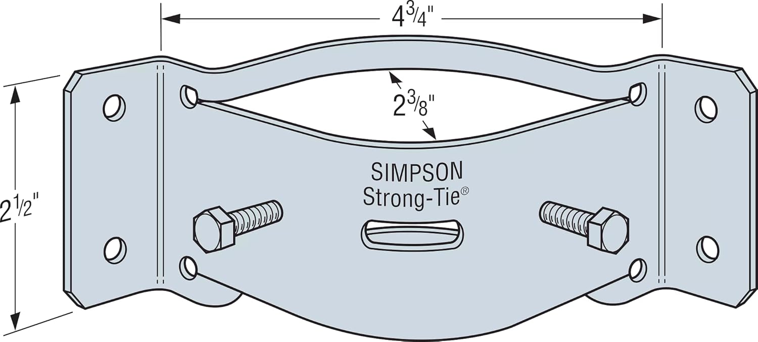 Simpson Strong-Tie PGTIC2Z-R PGTIC ZMAX Galvanized Inside-Corner Pipe Grip Tie for 2 in. Pipe
