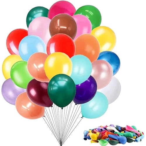 Glamouring Star Party Balloons 100pcs | 12in Assorted Colorful Balloons | Bulk Pack Latex Balloons for Birthday, Party, Wedding, Anniversary and Vacations (12 In, 100, Pcs)
