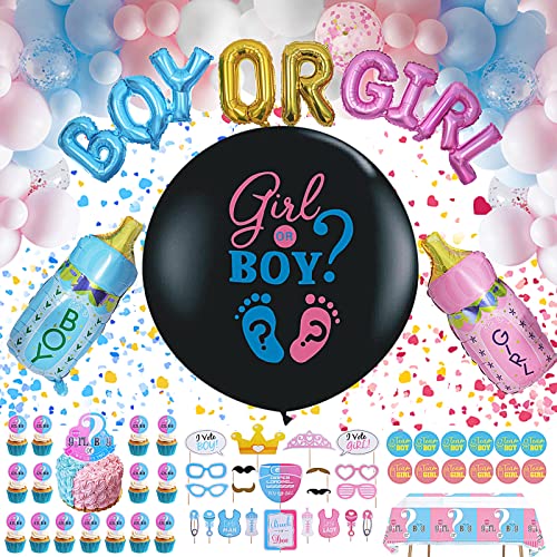 Gender Reveal Party Decoration - BLOOMWIN 138 Pack Boy or Girl Baby Shower Decoracion Revelación de Sexo - Globo Sexo Bebe Sorpresa - Decoracion Revelacion Genero Niña o Niño Cover