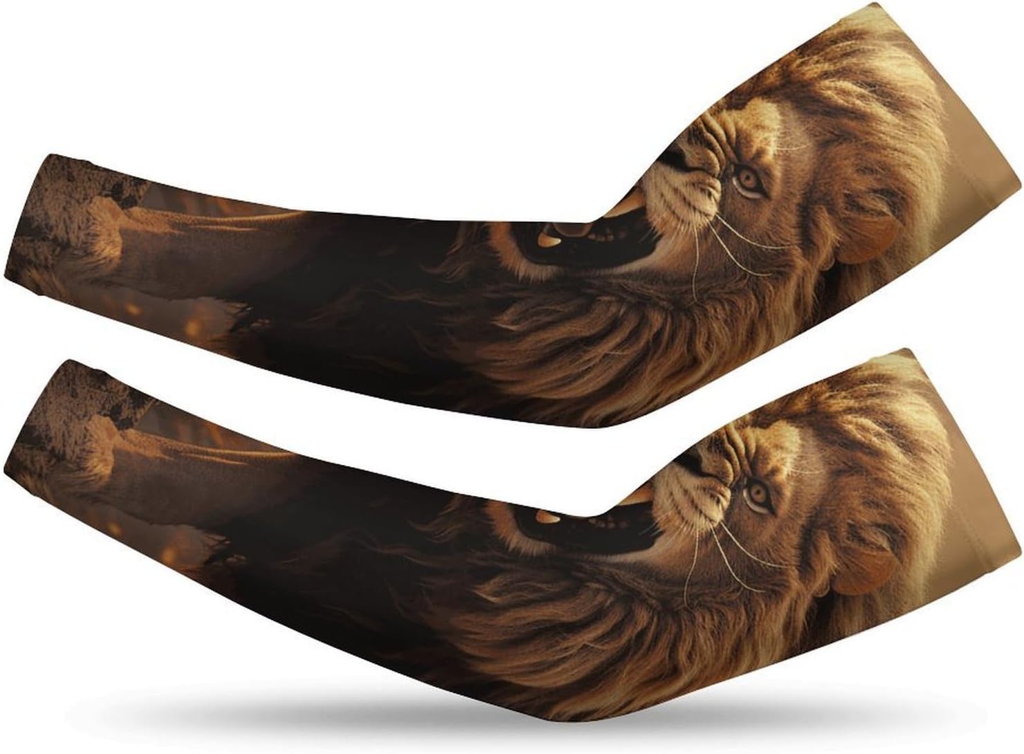 Angry Roaring Lion Arm Sleeves for Men Women Sun Protection Sleeves Cooling Compression Arm Covers for Sport