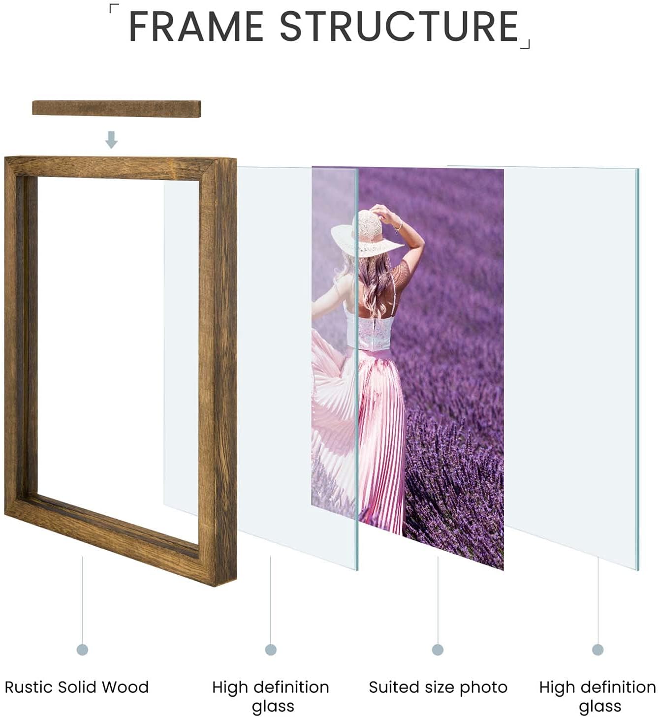 DLQuarts Floating Picture Frames, 8x10 Picture Frame, Floating Display for Photos 3.5x5, 5x7 or Full Display 8x10 Photos without Mat,2 Pack,Carbonized Black