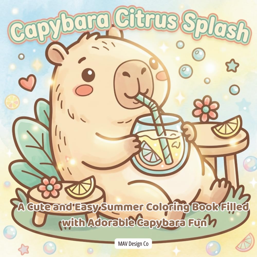 Capybara Citrus Splash: A Cute and Easy Summer Coloring Book Filled with Cozy Lemonade Stands, Sunny Adventures, and Adorable Capybara Fun Featuring ... Vibes, and Sweet Kawaii Summer Scenes