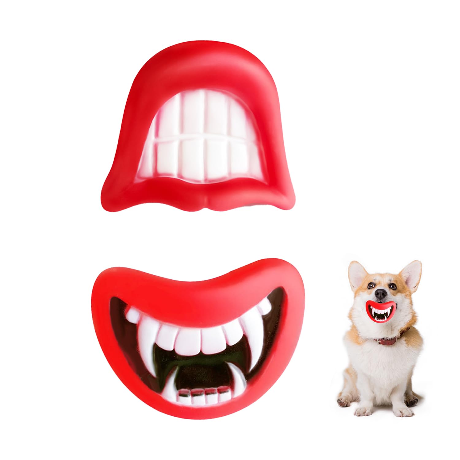 Nereds 2pcs Silicone Pet Chew Toys Big Mouth Cartoon Lips for Party Favor Halloween Costume Masquerade