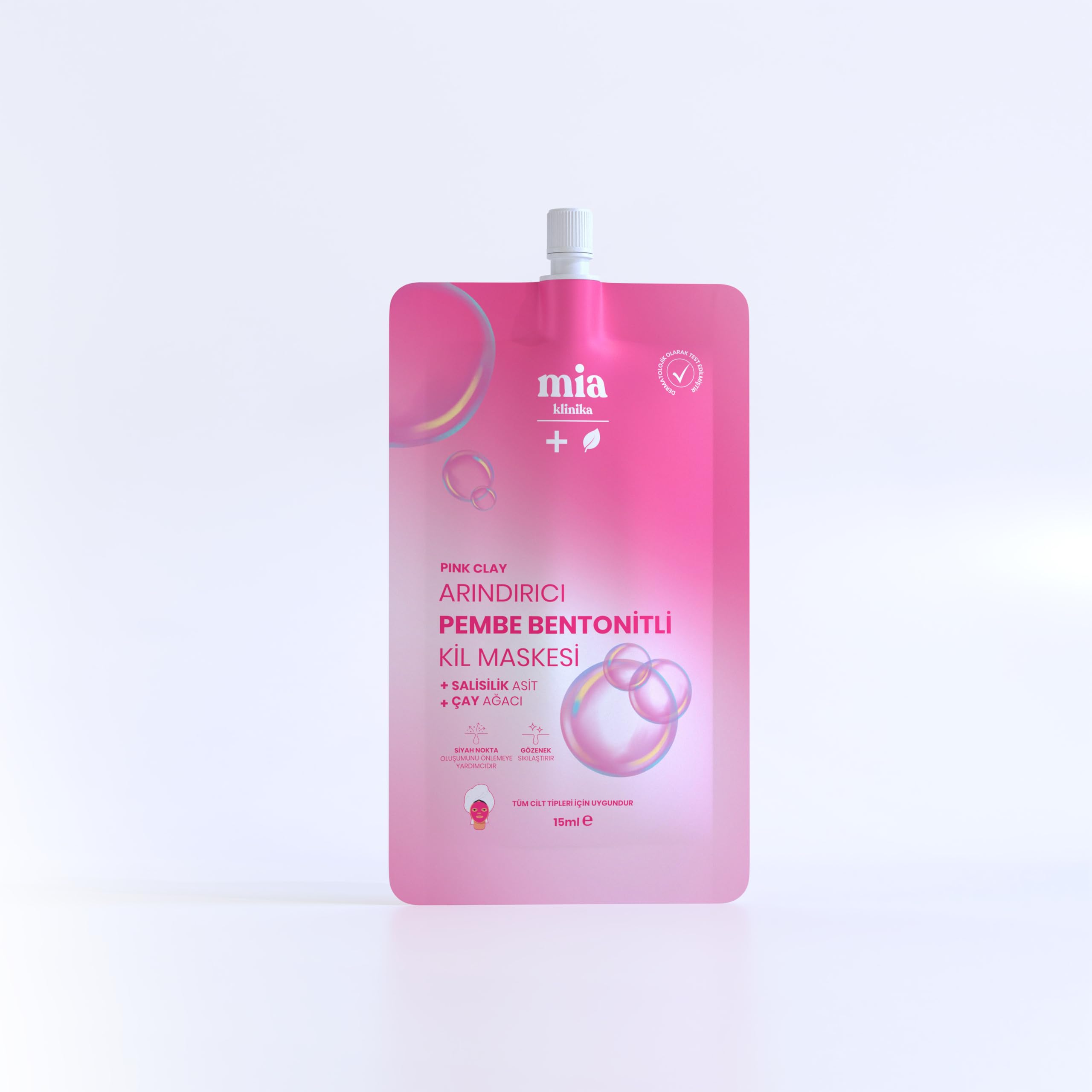 Siyah Nokta Karşıtı, Gözenek Sıkılaştırıcı Bentonitli Pembe Kil Maskesi 15 ML