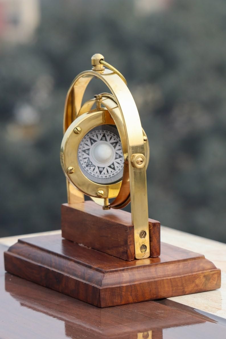 Bussola vintage a U Gemball in ottone per nave-strumenti nautici in ottone antico funzionale orologio bussola di navigazione