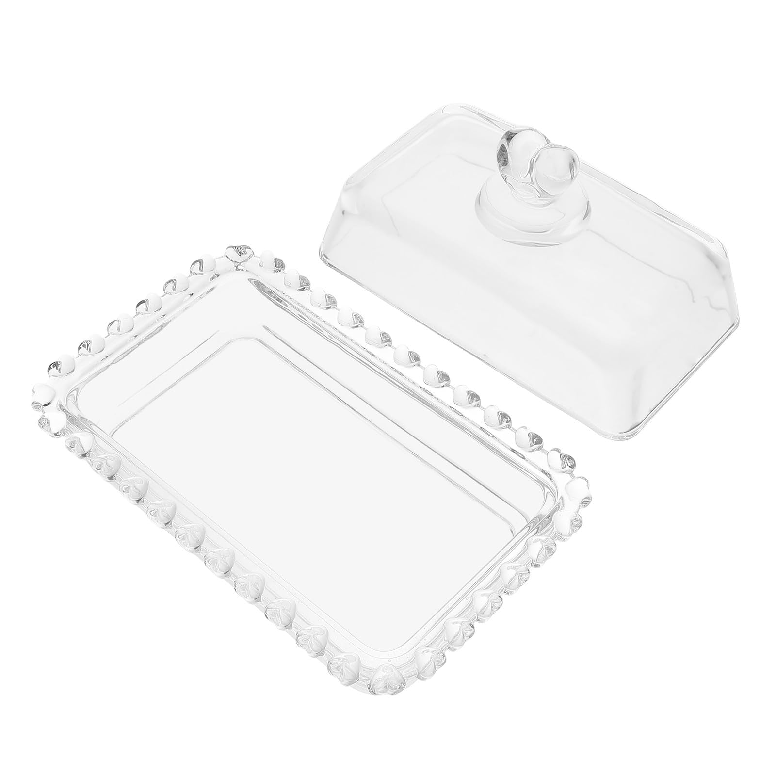 Mantequillera de Vidrio con Tapa y Cúpula para Mantequilla y Snacks, Capacidad Moderada, Reutilizable, Adecuado para Cocina Recibir Invitados
