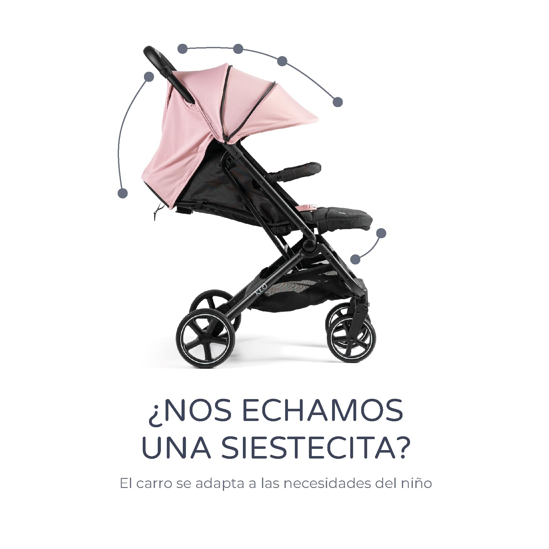 MS BabyWorld – Keo – Silla de paseo ligera hasta 22 kg | Capota extensible | Plegado tipo libro | Ultraligera y compacta | Ruedas grandes (Rosa)
