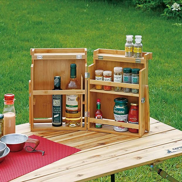 Bamboo Outdoor Picnic Carrying Box, Multifunctional Storage Box Seasoning, Portable Sauce And Spice Storage Package, Multifunctional Kitchen Organizer.