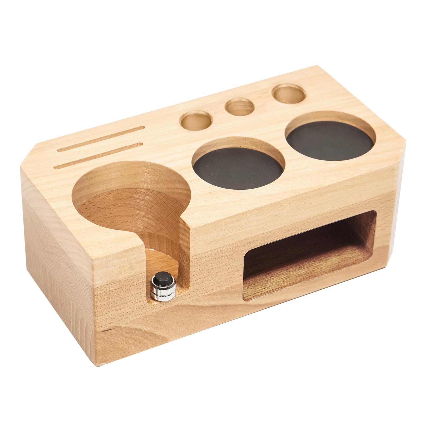 Generisch 58mm Kaffee-Stampfstation mit Tamperhalter aus Holz Barista-Zubehör für Perfect Tamp Buche Holz 51/54mm