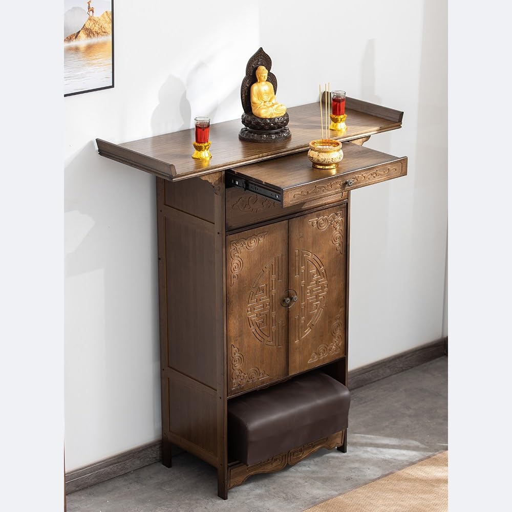 Mobiletto Consolle da altare in legno massello for casa tradizionale | Espositore(Red,Piccolo)