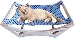 Cama Rede Suspensa Azul para Gatos: Conforto e Estilo em um Produto Pet Feito com Madeira de Qualidade