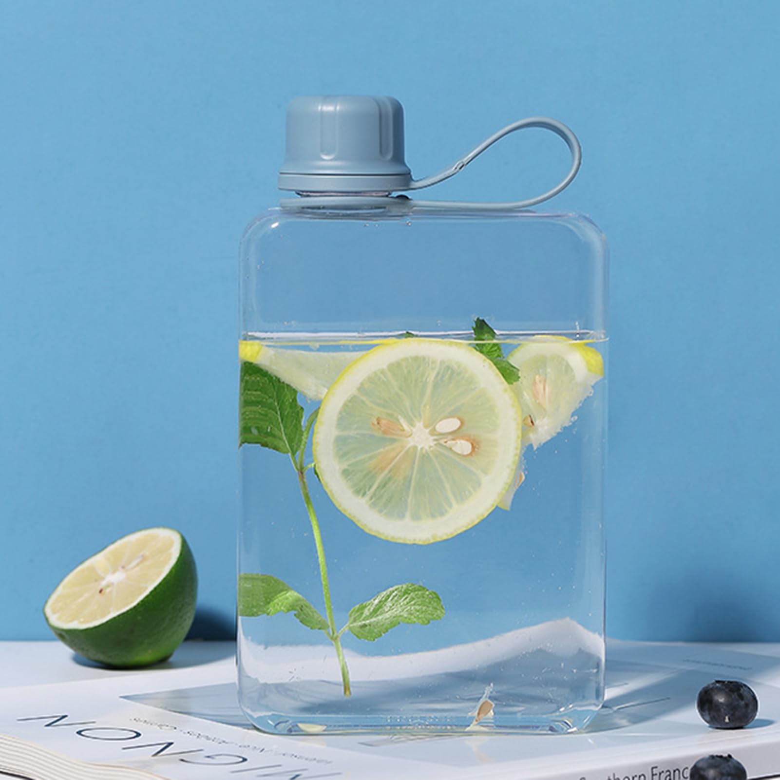 Botella de agua de bolsillo, botella de agua plana - 500 ml taza de bebida plana portátil | Botella fría delgada, botella de agua deportiva botella de agua de verano para senderismo, deportes,