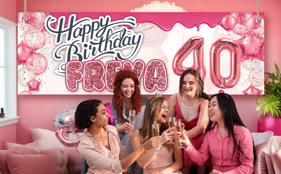 Biglietto di auguri di compleanno con palloncino oro e rosa | Vettore