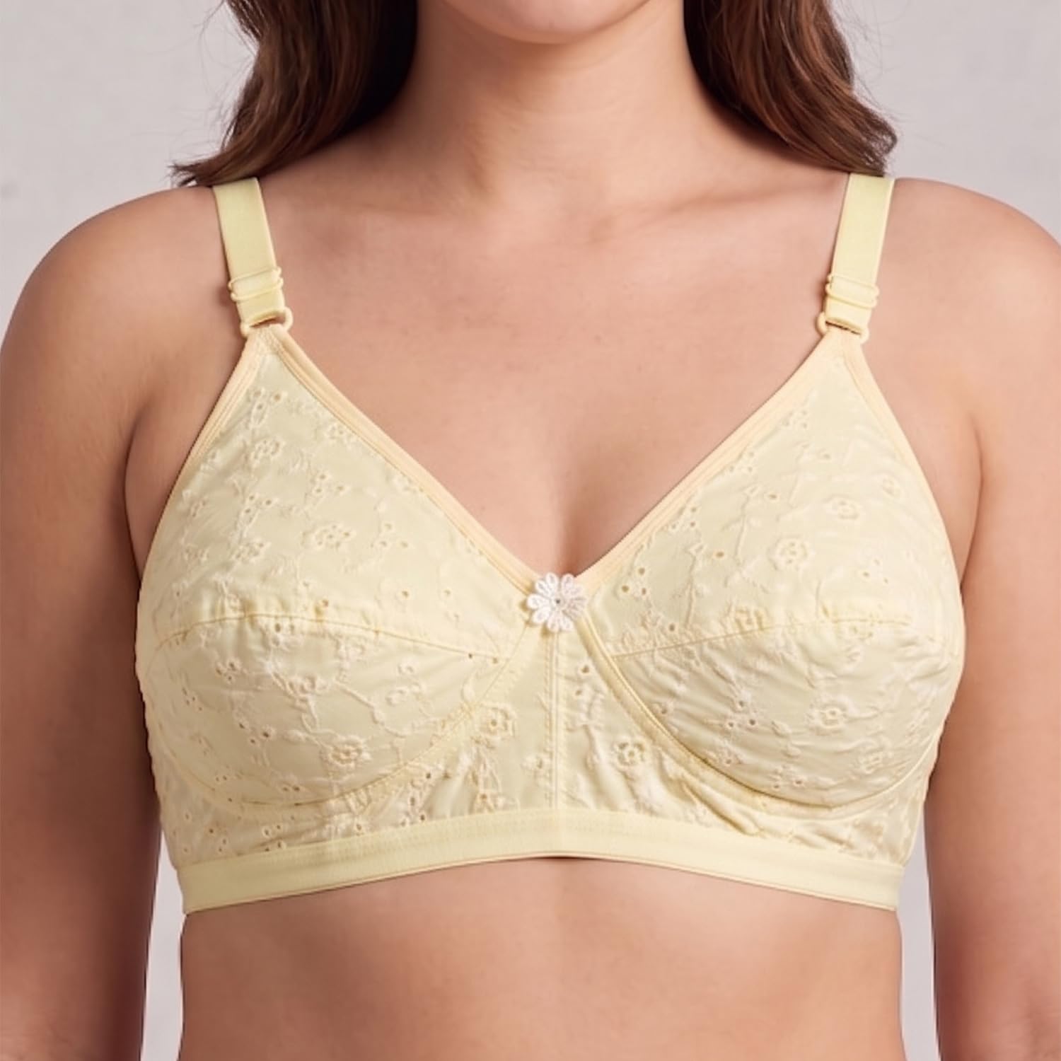 Mastectomy Cancer Pocket Bra for Women - Beige (36) | Cotton Chikan Cool Fabric | Non-Padded B Cup | Both Side Prosthesis Pockets-image-8