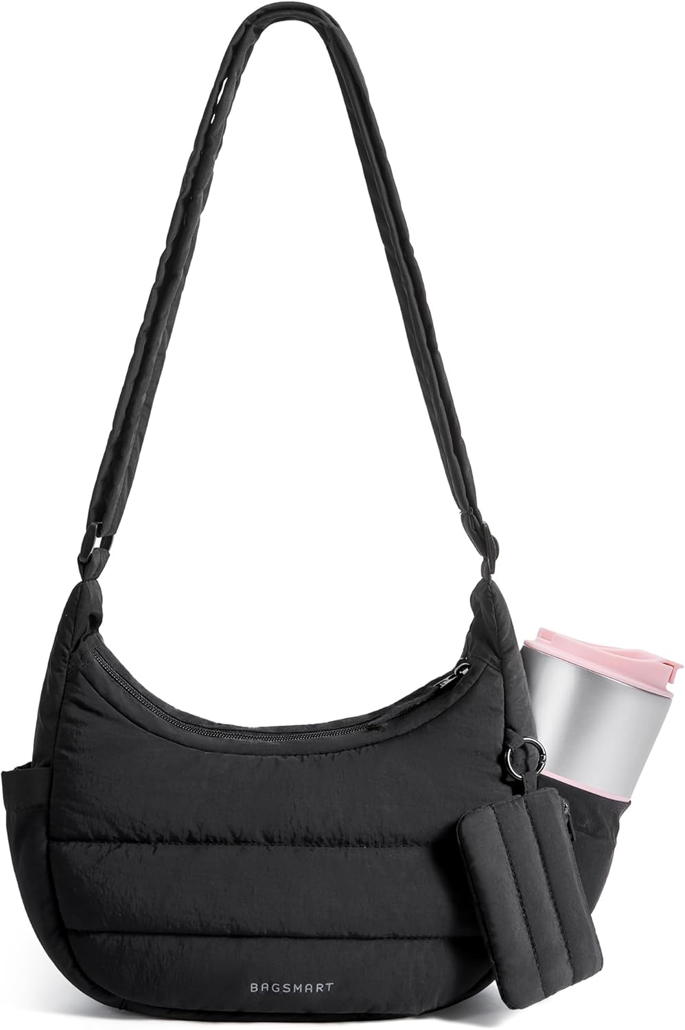 BAGSMART Crossbody Purses for Women with Adjustable Strap, Small Puffer Hobo Bags, Compact Fluffy Shoulder Handbags Pouch