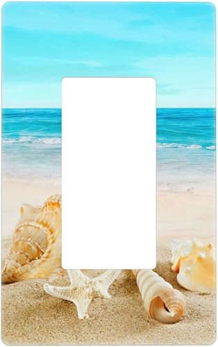 Miniatura 15 de Cubierta para interruptor de luz, placas de pared de conchas marinas en la playa, palanca individual de 1 banda, 4.5 x 2.76 pulgadas, 1 paquete