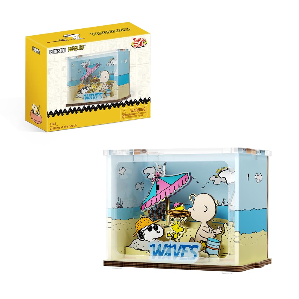 PUREMIND Snoopy Beach Miniature Wooden Puzzle Kit - Officially