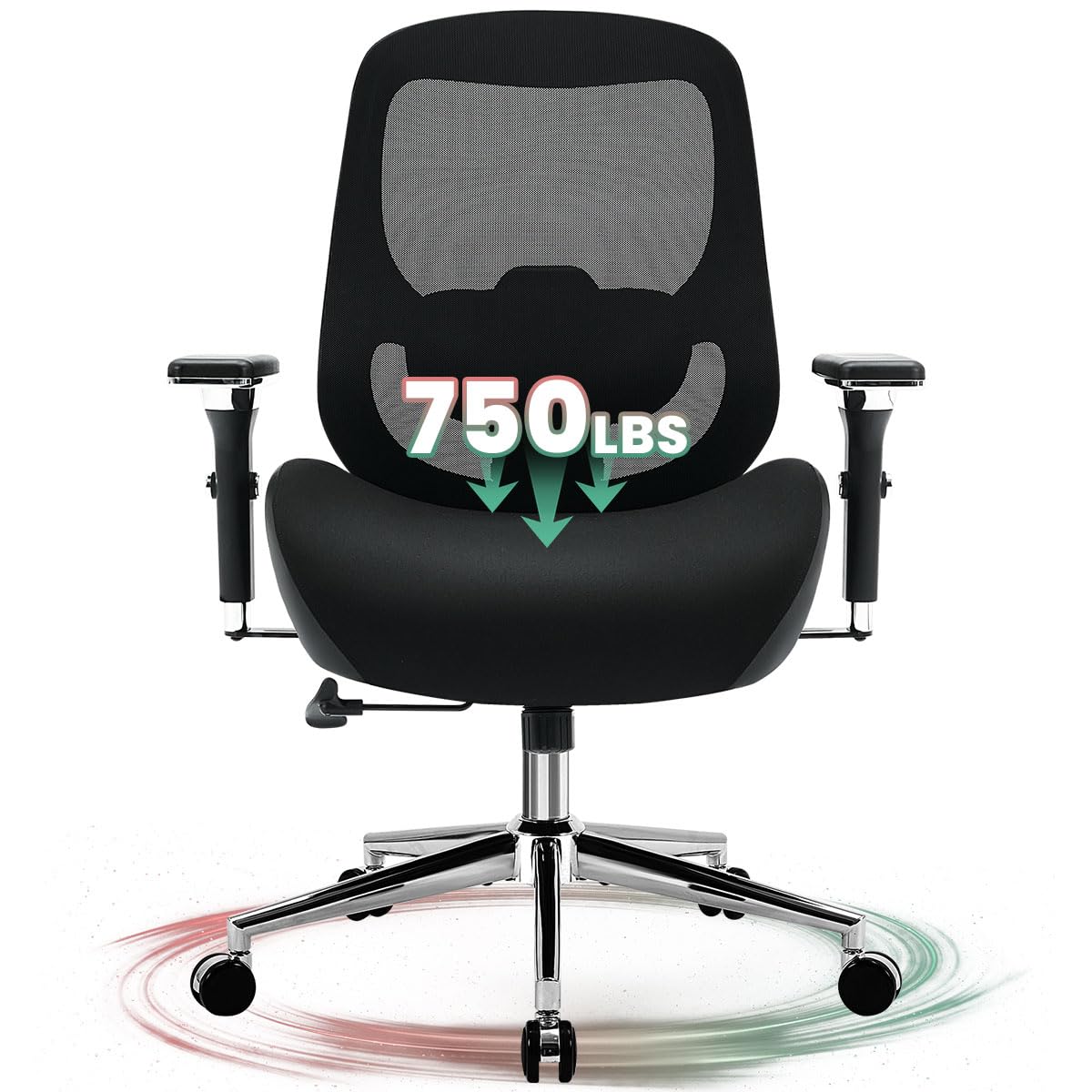 700lbs Big and Tall Office Chair for Heavy People Ergonomic Mesh Desk Chair with Wide Thick Seat Cushion,Adjustable Lumbar Support and 4D Armrests for