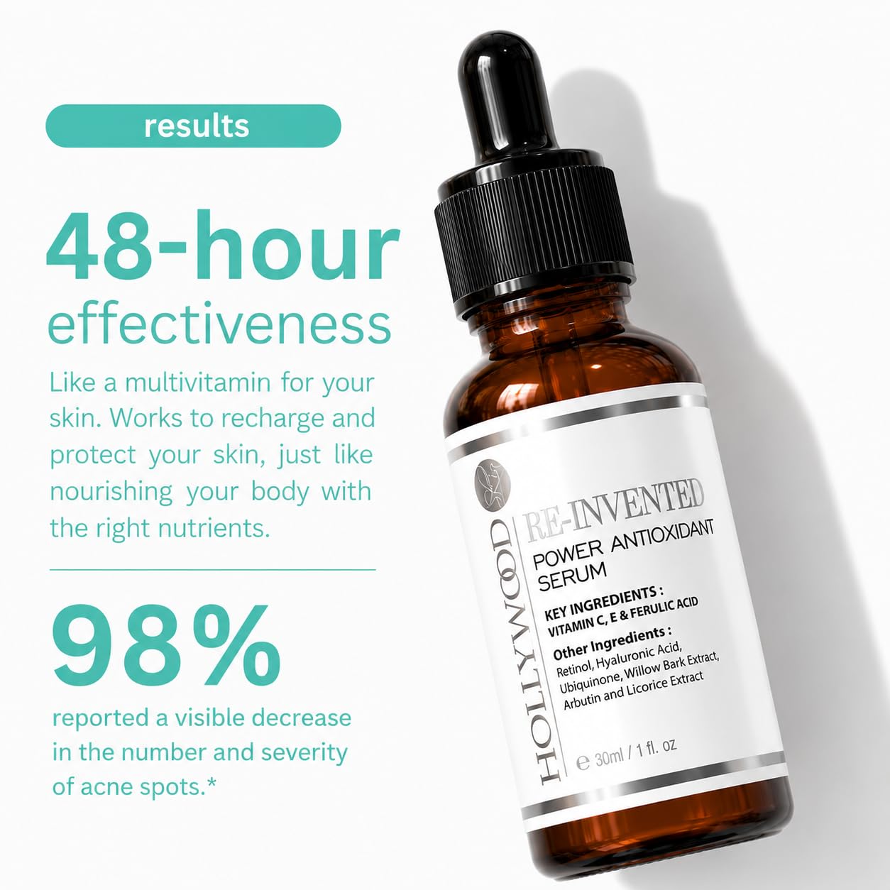 2023 PLURIPRMIATED Kwas ferulowy Serum - zawiera 20% witaminy C + E, retinolu i kwasu hialuronowego o podwójnej masie. Rozjaśniacz, Anti-Age, fotostarzenie 30 ml
