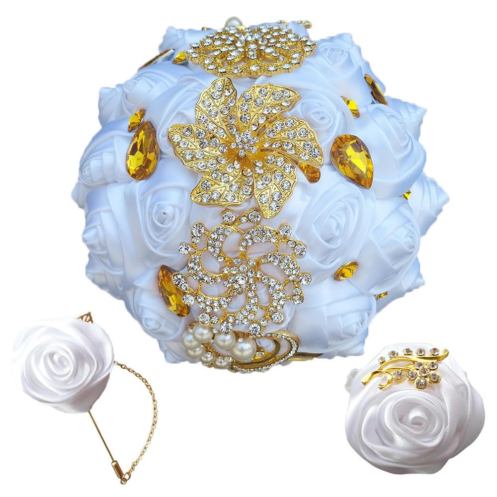 Bouquet de mariée de simulation blanc Okika pour une cérémonie et des photos de mariage réussies
