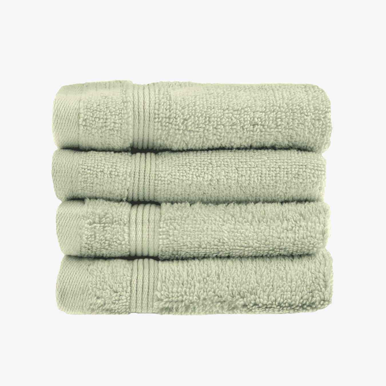Allure Bath Fashions Sage Green Allure Zero Twist Face Cloths Pack Of 4 30 X 30Cm, 100% Egyptian Cotton Flannels (Sage Green)
