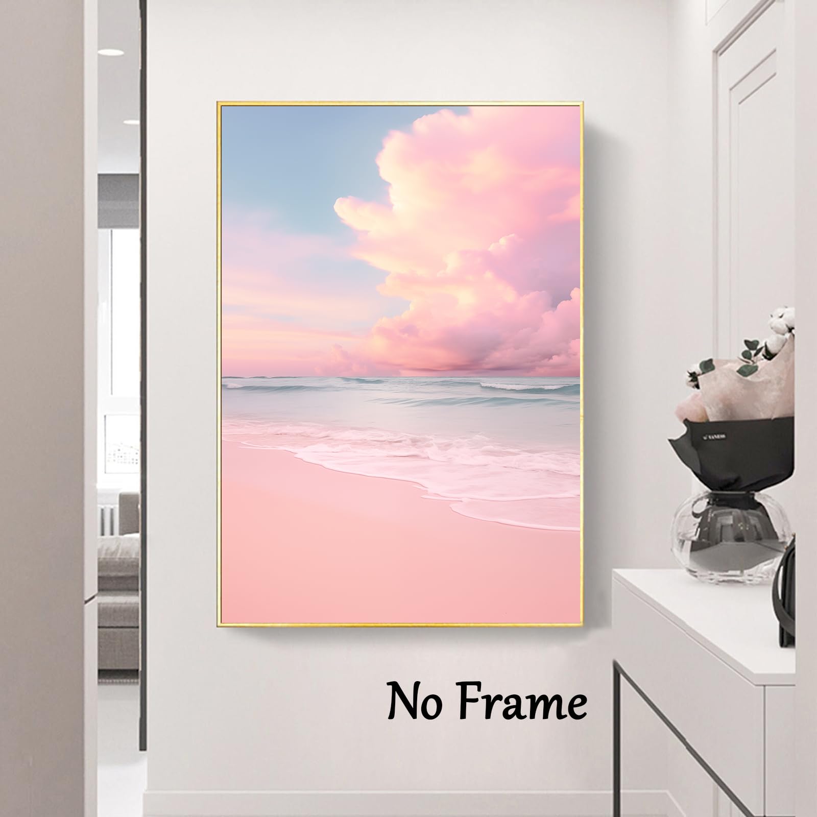 Amazon.com: Pink Beach Canvas Wall Art - Coastal Landscape Prints