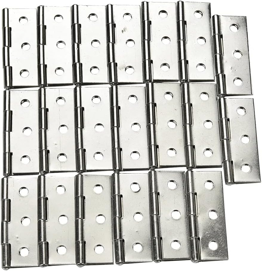 JSEIAJB 20 Pcs Silver Stainless Steel 6 Mounting Holes Butt Hinges 2.5 Long Butt Hinge