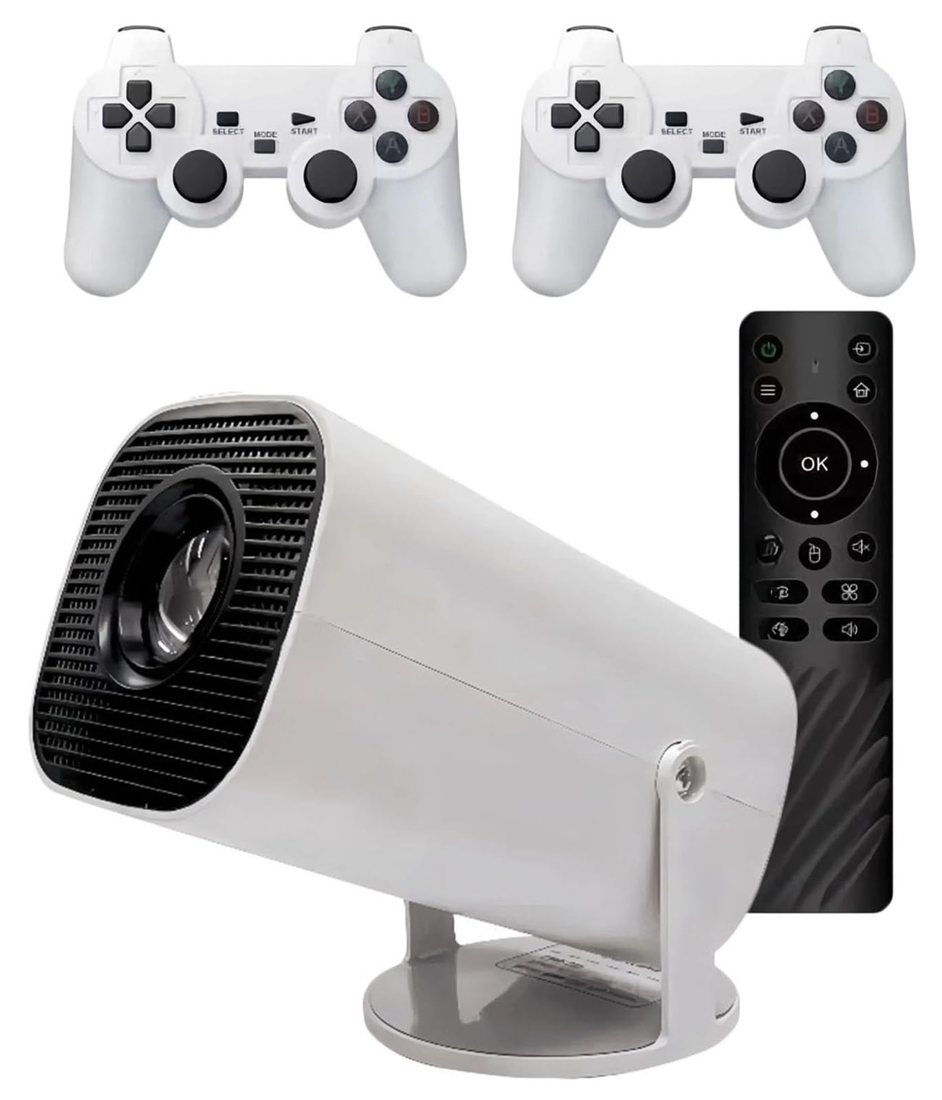 Video Game Projector, Retro HD 4K/1080P Game Projector with 2 Wireless Controllers Including Over 36,000 Classic and Modern Games Christmas Family Entertainment