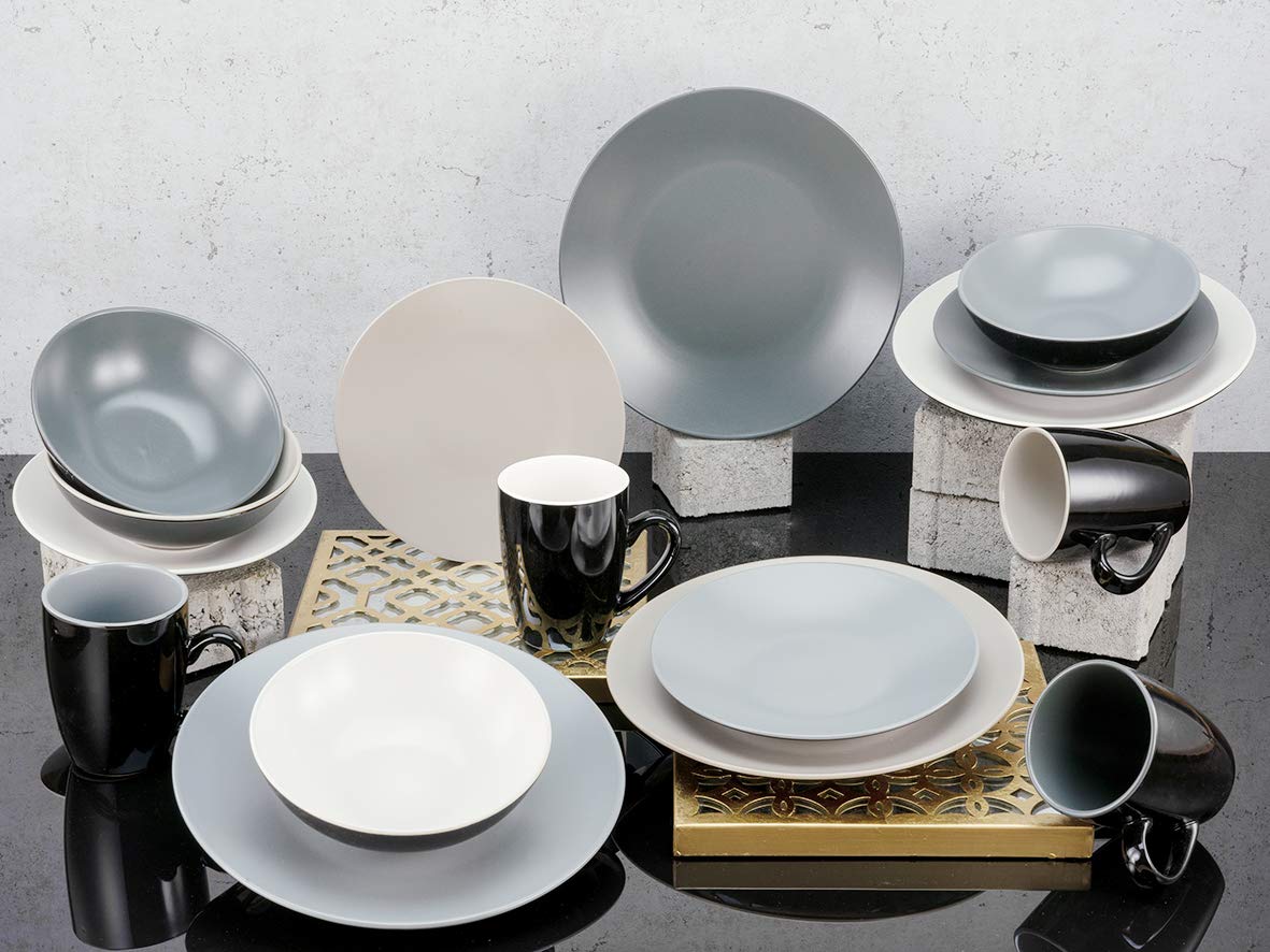 CreaTable, 22457, Serie Very COOL, 16-teiliges Geschirrset, Kombiservice aus Steinzeug, spülmaschinen- und mikrowellengeeignet, Qualitätsproduktion