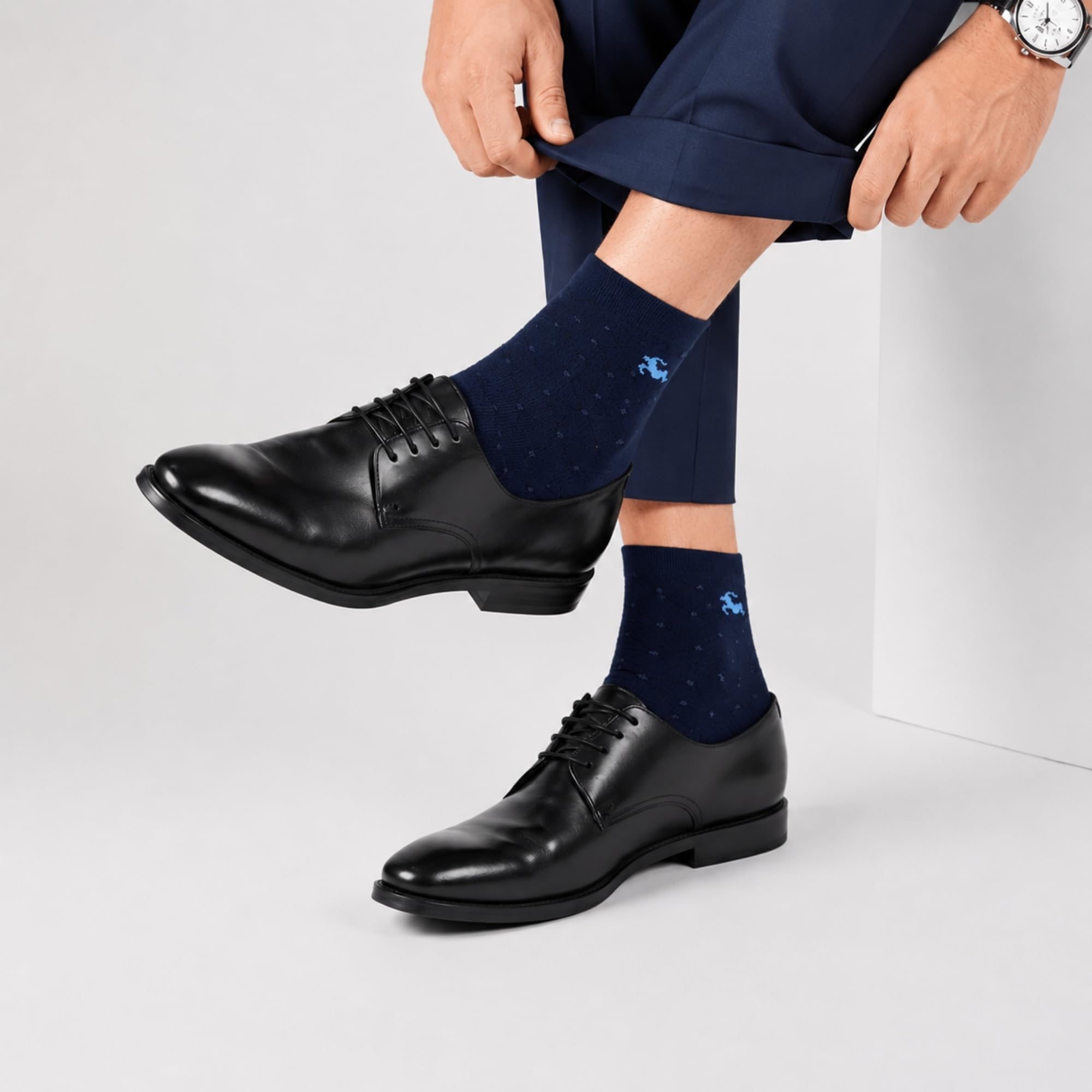Mojaah Essentials Men’s Cotton Elegant Formal Socks (Pack of 5, Multicolor) | Moisture Wicking, Sweat Absorbent, Ultra Soft & Breathable | For Casual & Formal Wear 3