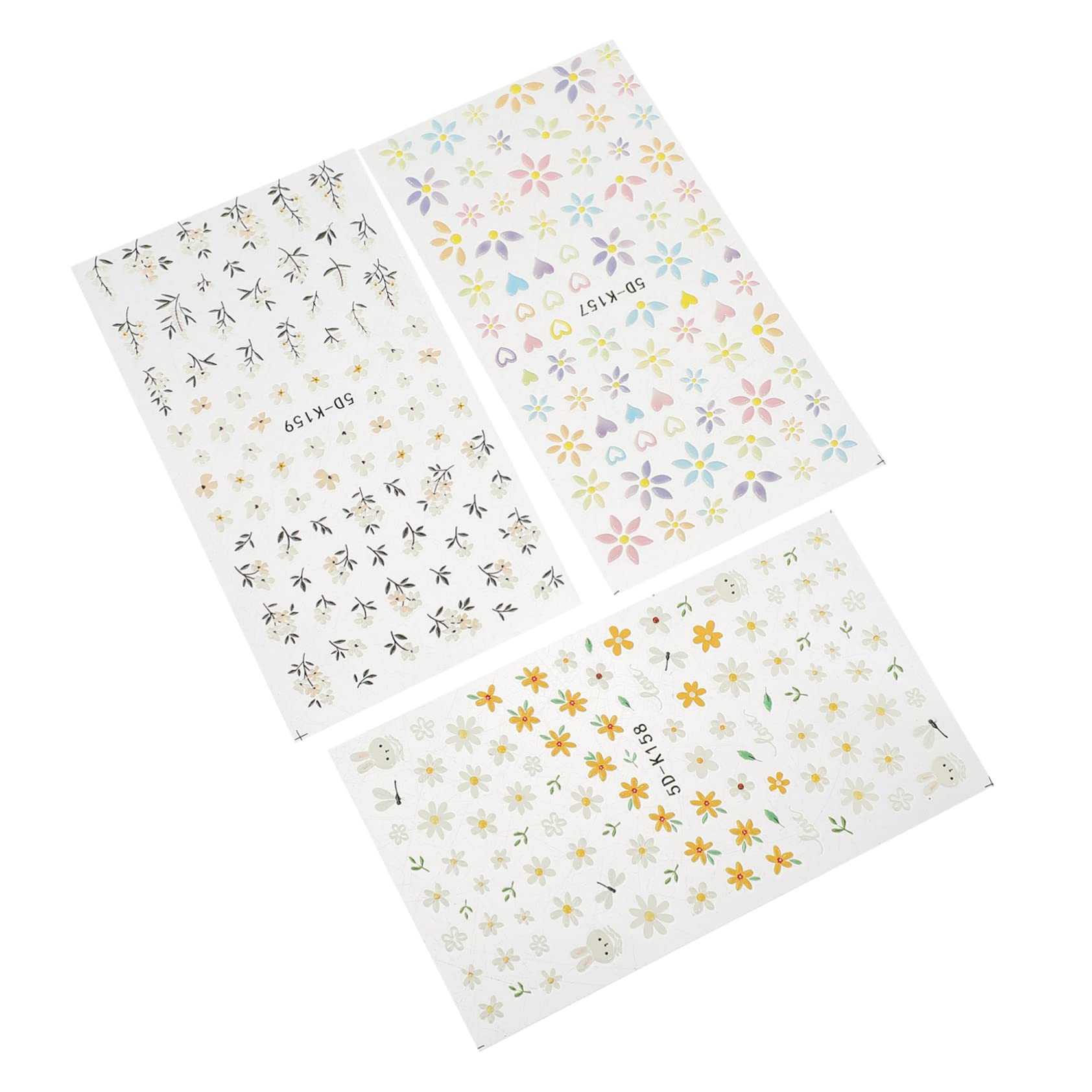 VICASKY 15pezzi Adesivi Per Unghie Embossed Nail Art Stickers Manicure Decorazioni Autoadesive Per Occasioni Speciali e Uso Quotidiano