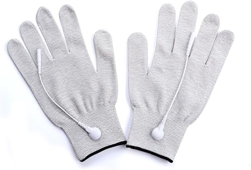 Miniatura 2 de Par de guantes conductores de plata del masaje con los alambres de plomo del adaptador para la máquina de las diezas/del Ems