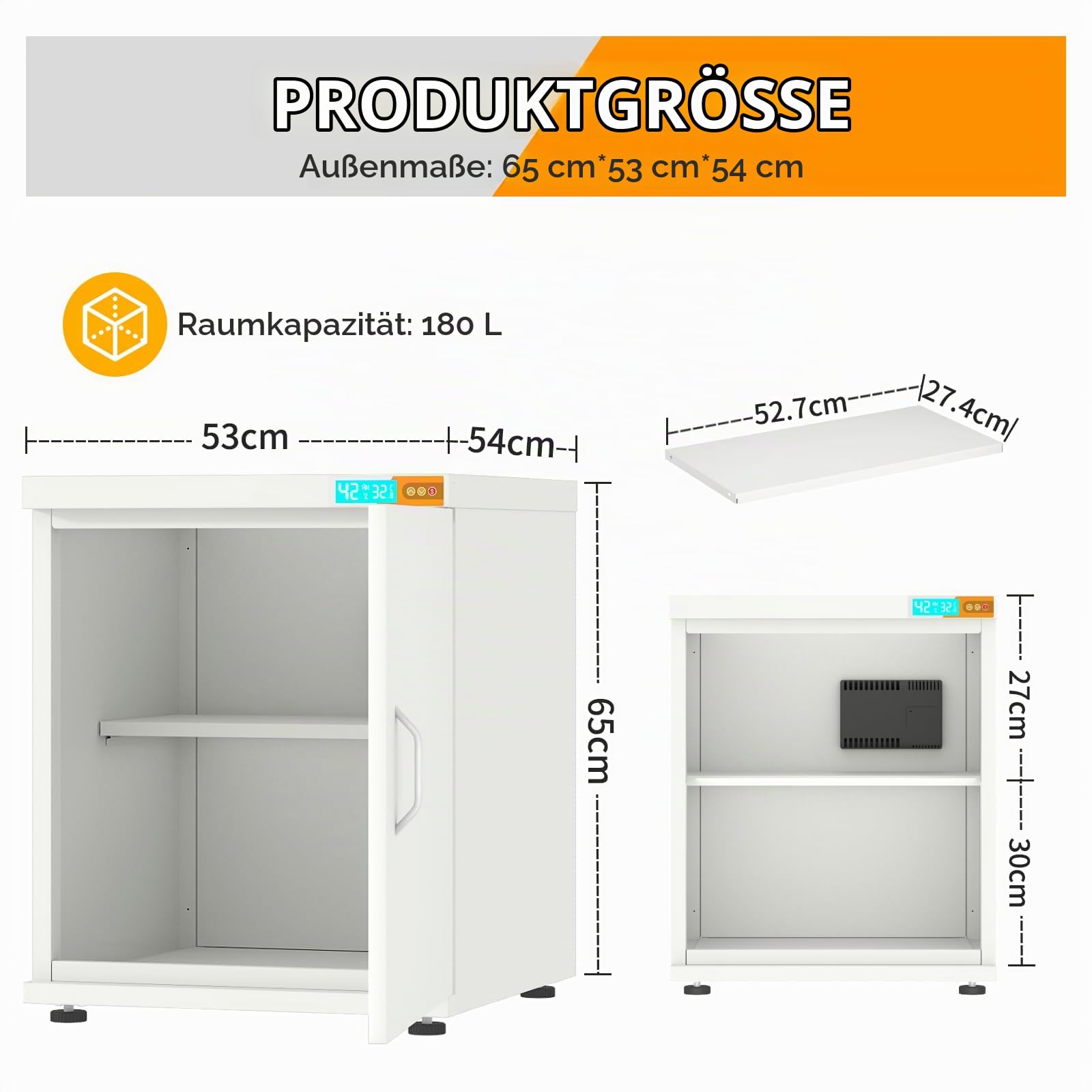 180L 3D-Drucker-Filament-Speicherschrank mit Entfeuchter, 3D-Druckerstander mit Filament-Speicher, Industrieversiegelter 3D-Drucker-Tisch hält 40 Rollen - kompatibel mit PLA / ABS / TPU (Weiß)