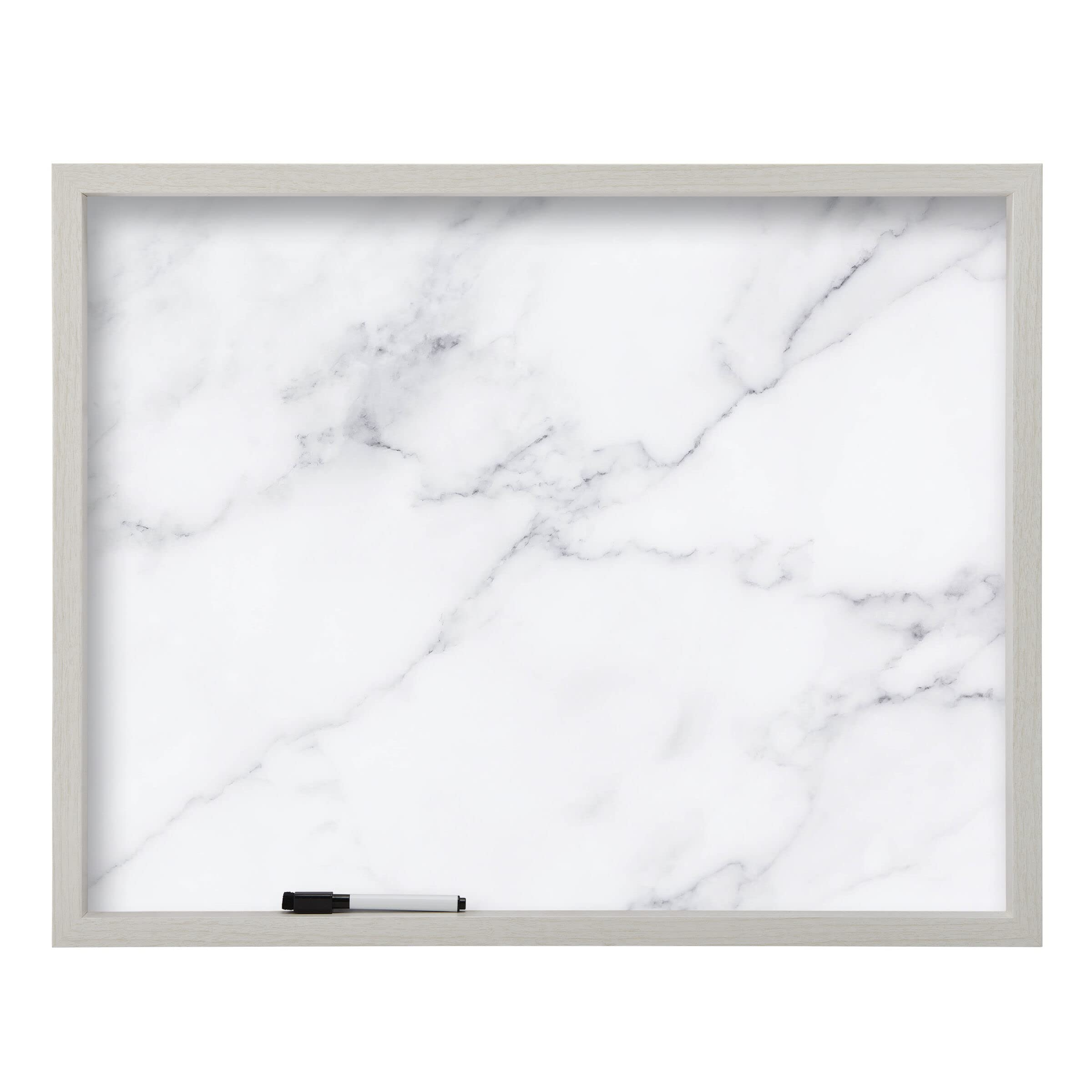 Mikasa Home Accents Marble White Board with Dry Erase Pen for Home Office, Dorm Room, Bedroom, Kitchen, Classroom, 24 x 19 Inch, White