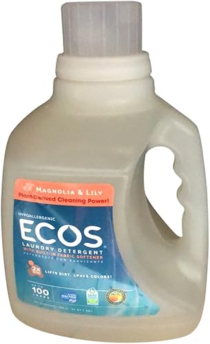 ECOS Detergente hipoalergénico para ropa, magnolia y lirio, 100 cargas, 100 onzas, botella por Earth Friendly Products
